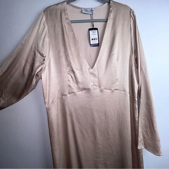 Smash + Tess Tan Sheath Maxi Dress V-Neck Long Sleeve - Picture 4 of 5
